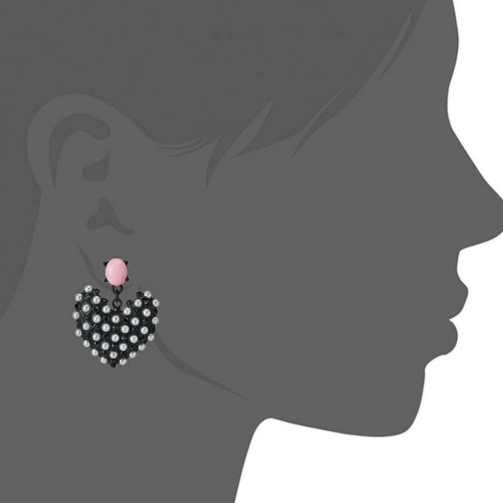 New with tags Betsey Johnson once her land heart-shaped disc drop earrings - Picture 5 of 7